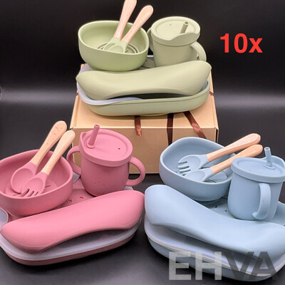 Silicone Baby Feeding Set with Gift Box - Lot of 10