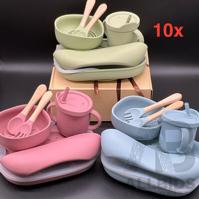 Silicone Baby Feeding Set with Gift Box - Lot of 10
