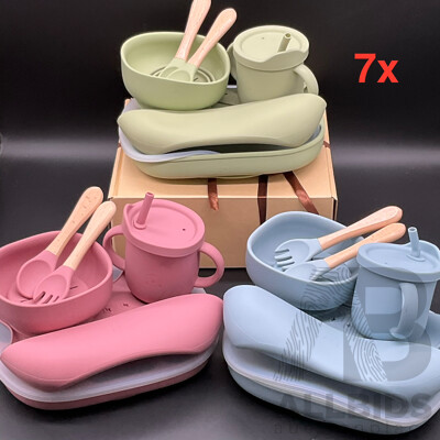 Silicone Baby Feeding Set with Gift Box - Lot of 7