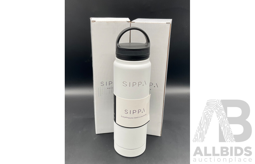Sippa Bottles ( Matt White) - Water Bottle with Storage Compartment