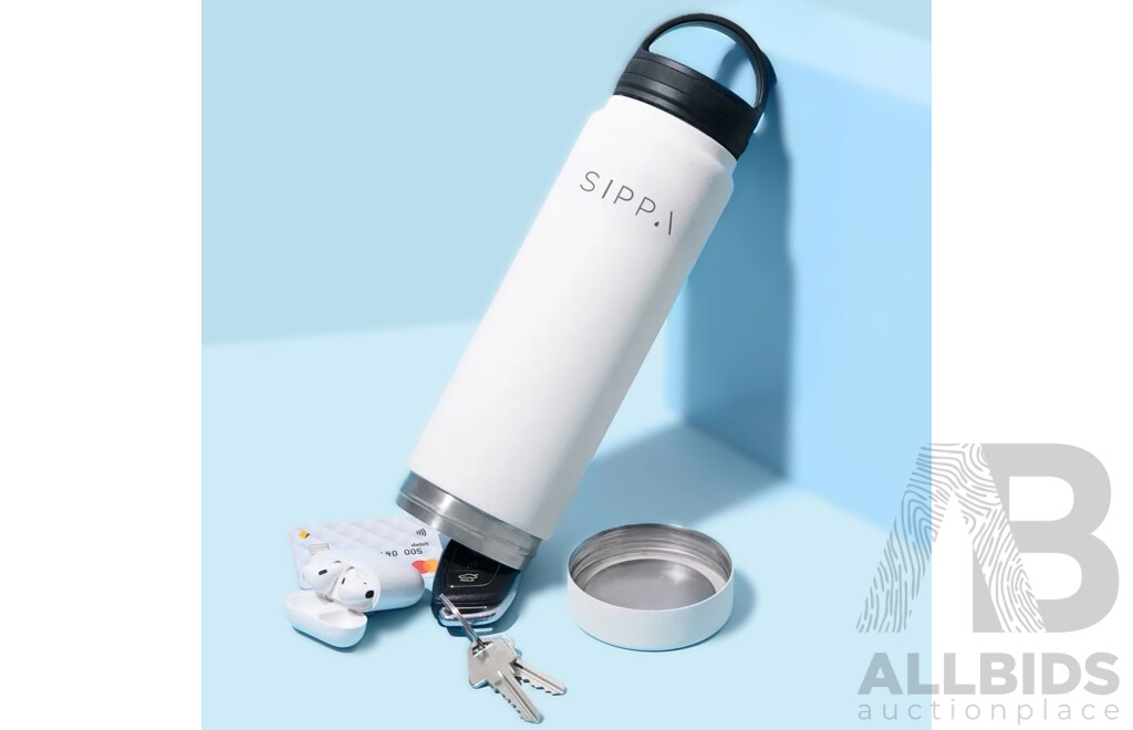 Sippa Bottles ( Matt White) - Water Bottle with Storage Compartment