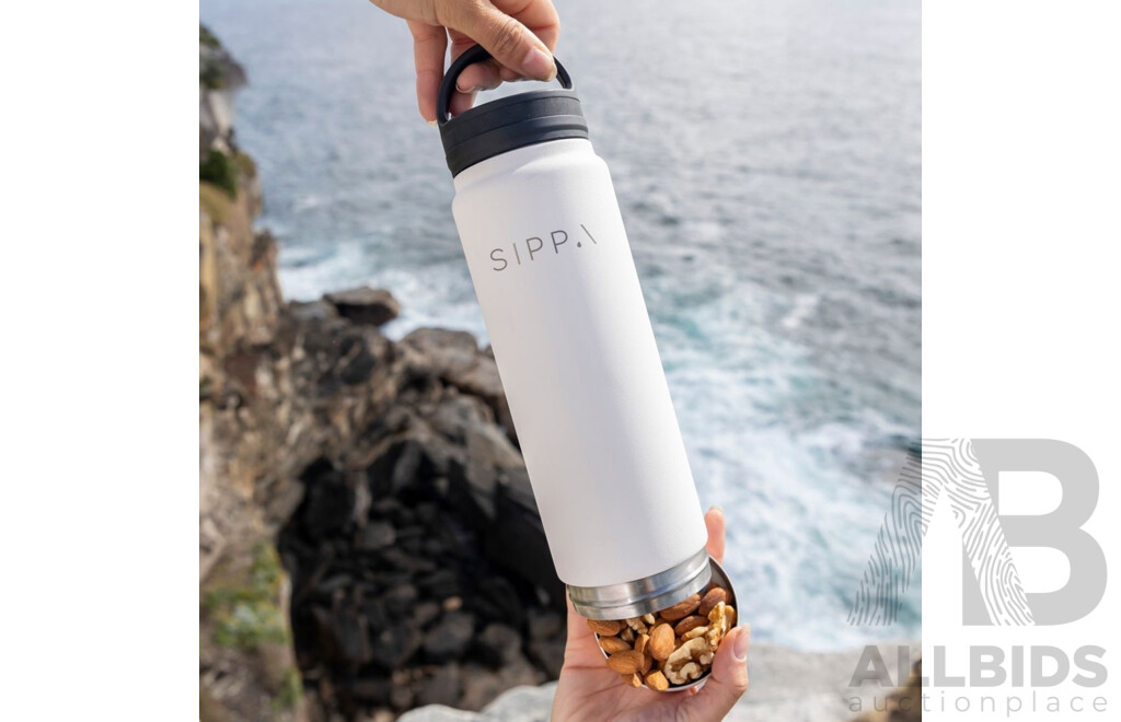 Sippa Bottles ( Matt White) - Water Bottle with Storage Compartment