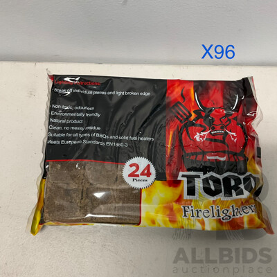 TORO Fire Lighters 24x BLOCKS - Total in 96 Packs