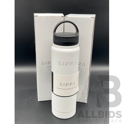 Sippa Bottles ( Matt White) - Water Bottle with Storage Compartment