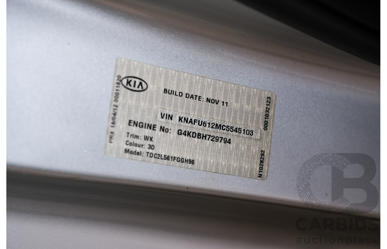 05/2012 Kia Cerato KOUP Si (FWD) TD MY12 2D Coupe Silver 2.0L