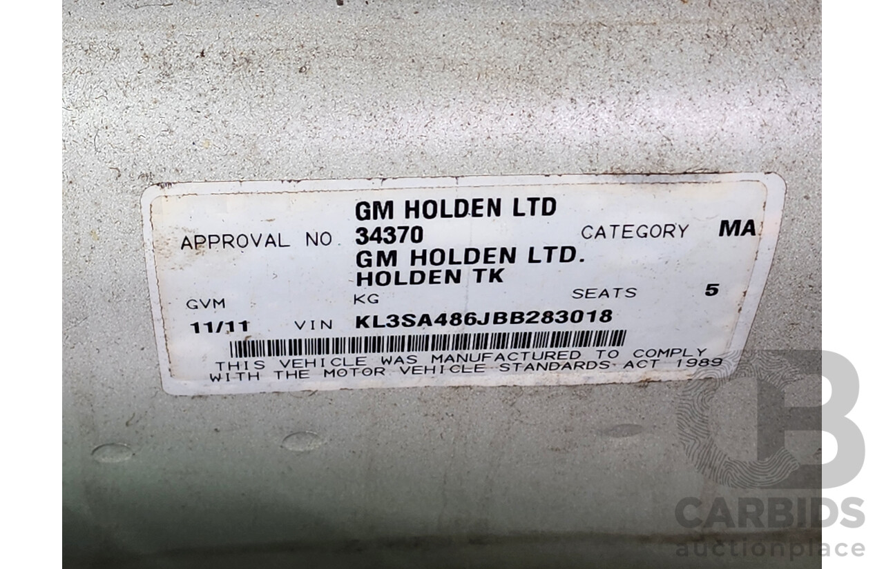 11/2011 Holden Barina  TK MY11 5d Hatchback White 1.6L