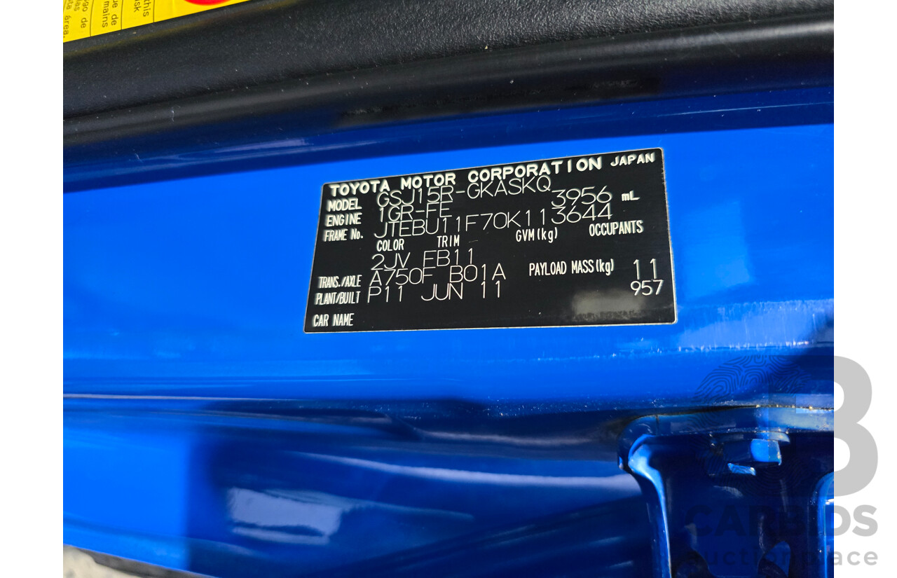 7/2011 Toyota FJ Cruiser (4x4) GSJ15R 4d Wagon Voodoo Blue V6 4.0L