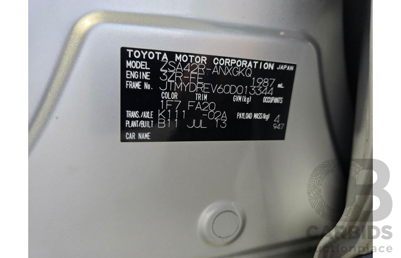 7/2013 Toyota Rav4 GXL ZSA42R 4d Wagon Premium Silver 2.0L