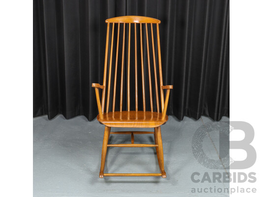 Danish Teak Spindle Back Rocking Chair by Stol Kamnik