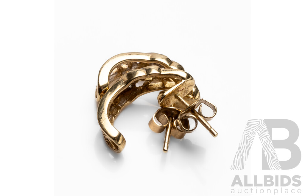 9ct Yellow Gold & Diamond Stud Earrings - 2.56gms