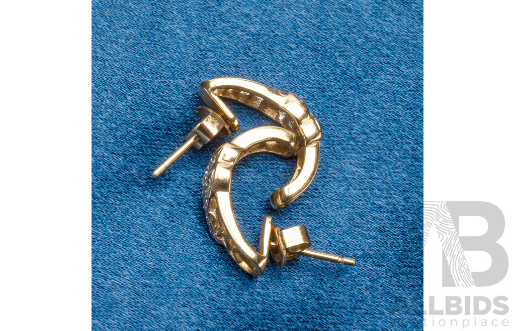 9ct Yellow Gold & Diamond Stud Earrings - 2.56gms