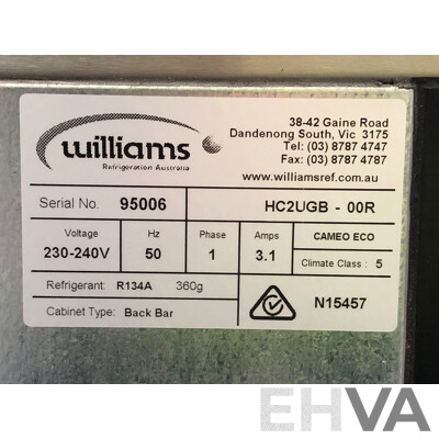 Williams Cameo Three Door Back Bar  Commercial Refrigerator