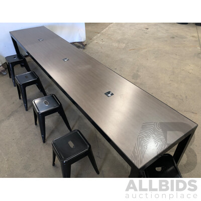 Two Cafe Tables and 18 Stools