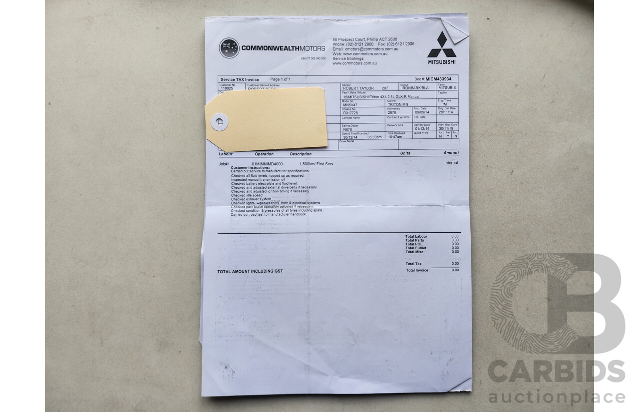 11/2014 Mitsubishi Triton Glx-R (4x4) MN MY15 Double Cab Utility Gold 2.5L