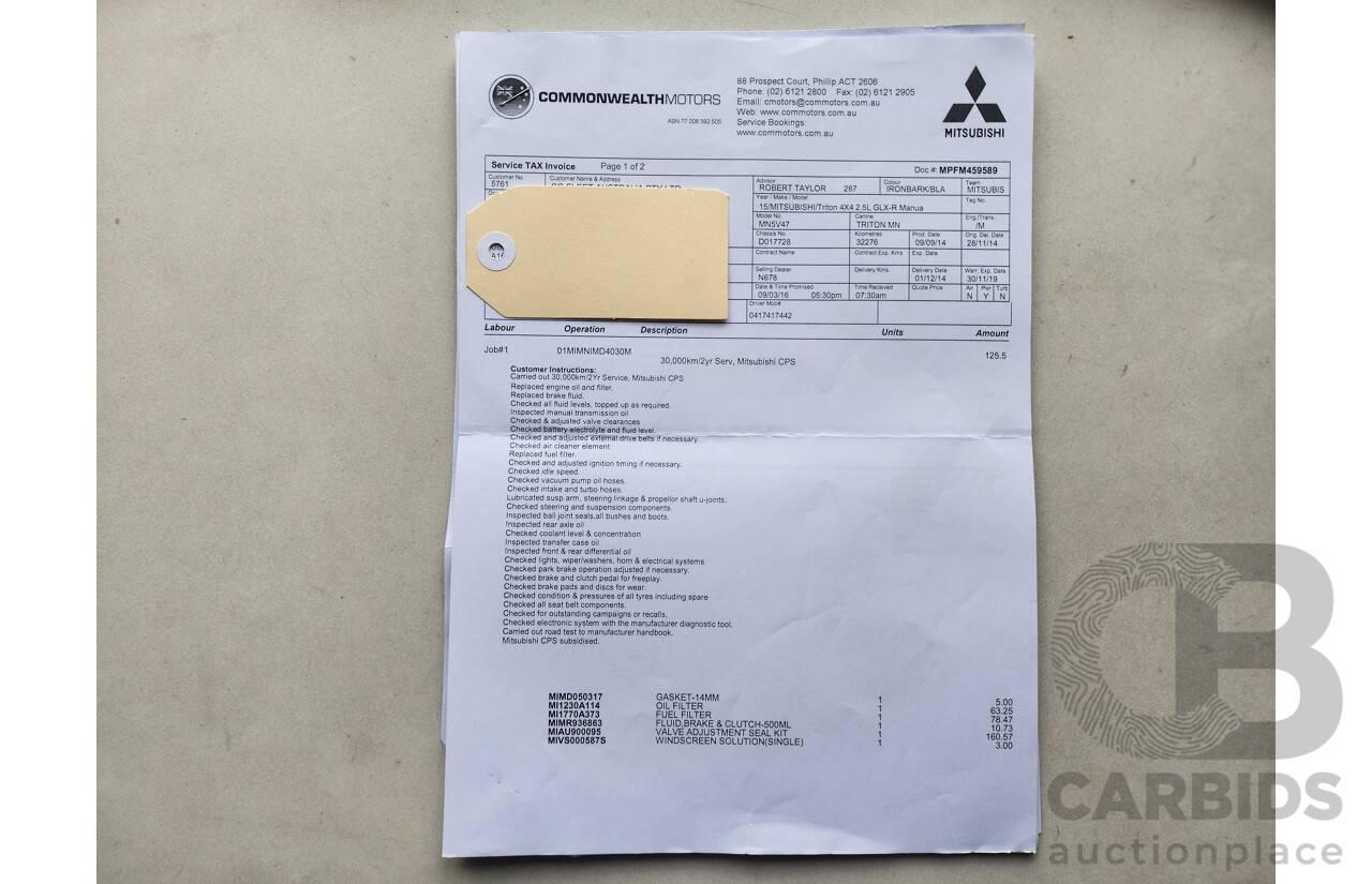 11/2014 Mitsubishi Triton Glx-R (4x4) MN MY15 Double Cab Utility Gold 2.5L