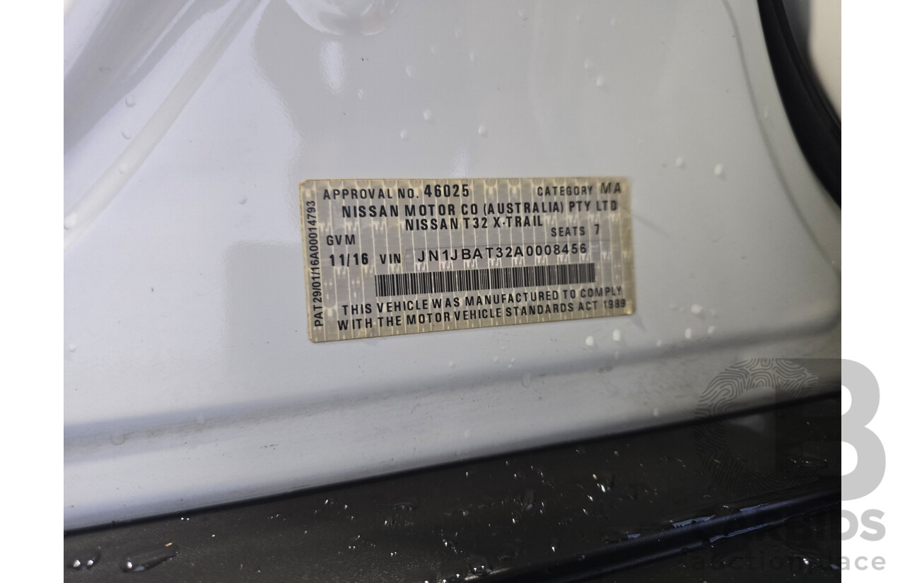11/2016 Nissan X-Trail ST T32 4d Wagon Ivory Pearl White 2.5L - 7 Seater