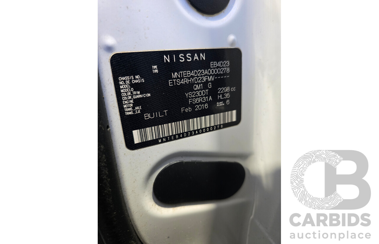 5/2016 Nissan Navara RX (4x4) NP300 D23 King Cab Chassis Polar White Turbo Diesel 2.3L