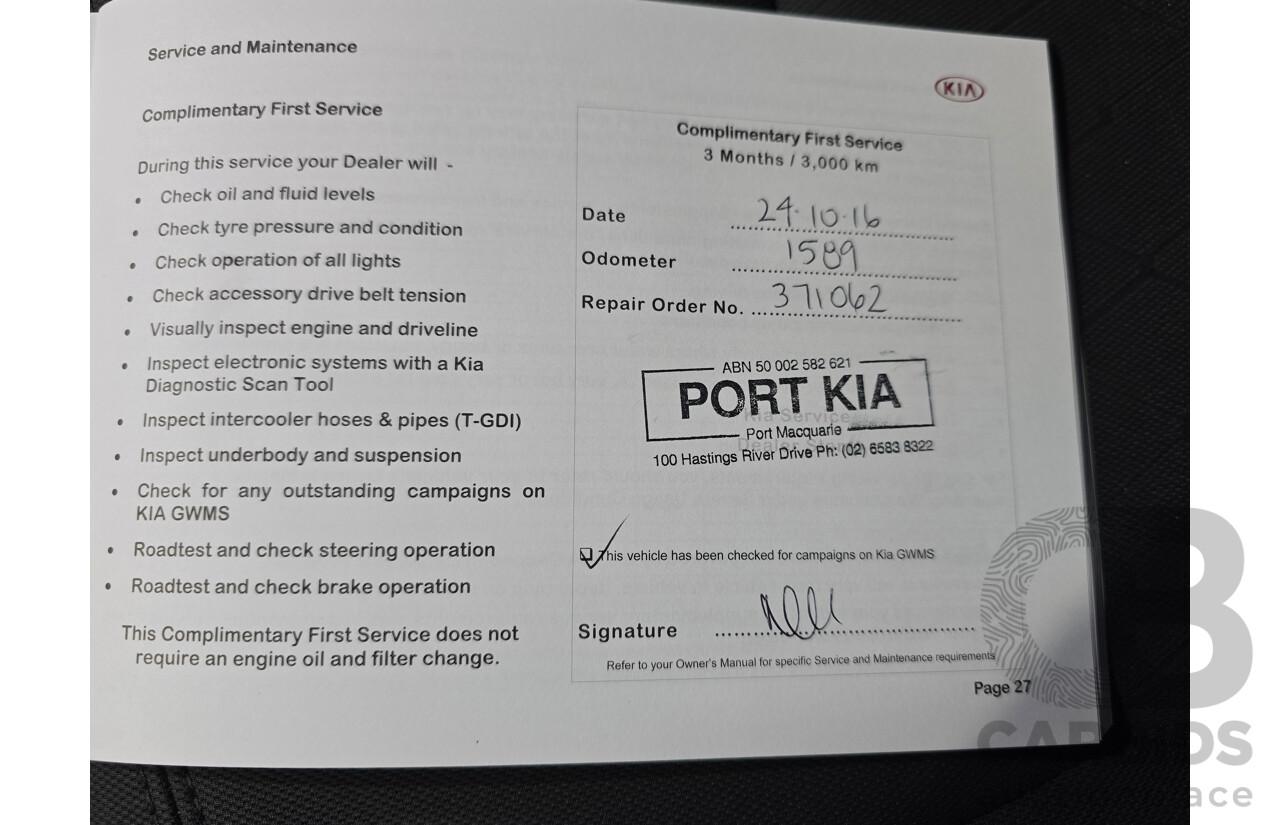 6/2016 Kia Rio S UB MY16 5d Hatchback Signal Red 1.4L