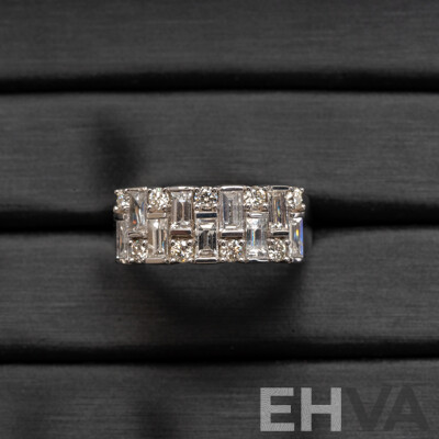 14ct White Gold Natural Diamond Dress Ring with Valuation- Size N.5