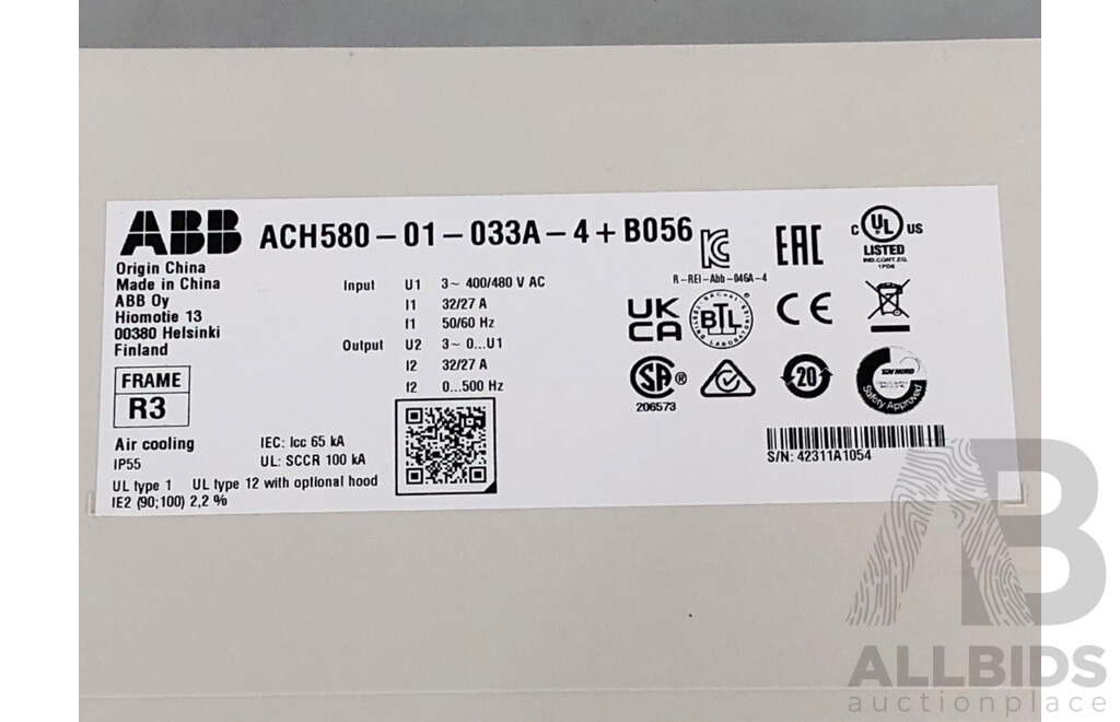 ABB ACH580 HVAC 15kW/400V 3 Phase AC Inverter Drive - Brand New - ORP $4100.00
