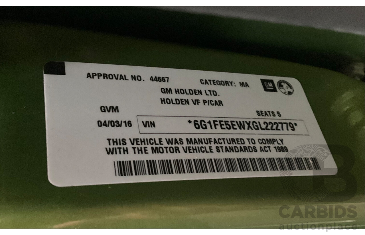 03/2016 Holden Commodore SS-V VF II 4D Sedan Jungle Fever Metallic 6.2L