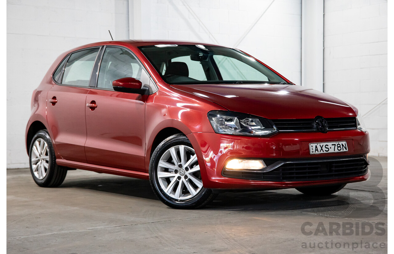 03/2016 Volkswagen Polo 81 TSI Comfortline (FWD) 6R MY16 5D Hatchback Red Turbo 1.2L
