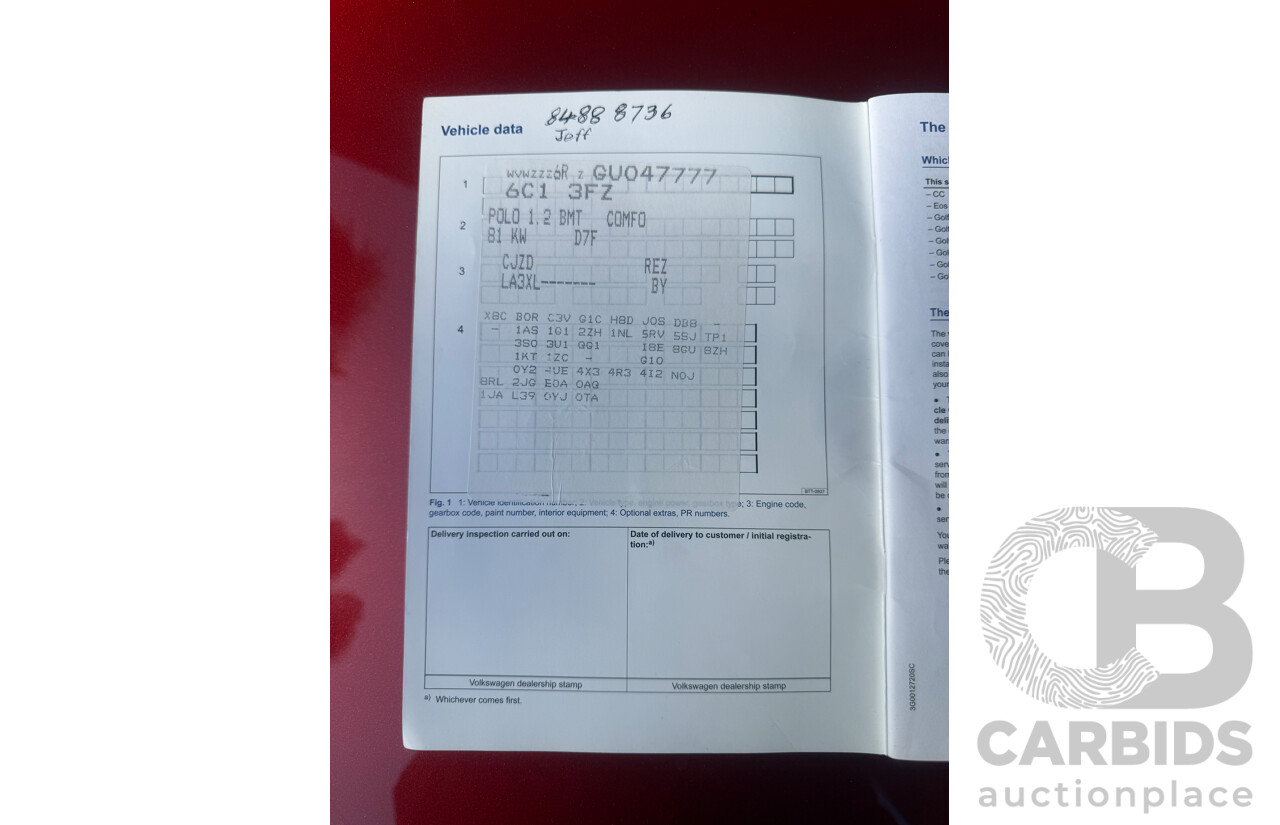 03/2016 Volkswagen Polo 81 TSI Comfortline (FWD) 6R MY16 5D Hatchback Red Turbo 1.2L