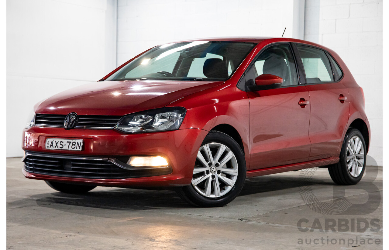 03/2016 Volkswagen Polo 81 TSI Comfortline (FWD) 6R MY16 5D Hatchback Red Turbo 1.2L