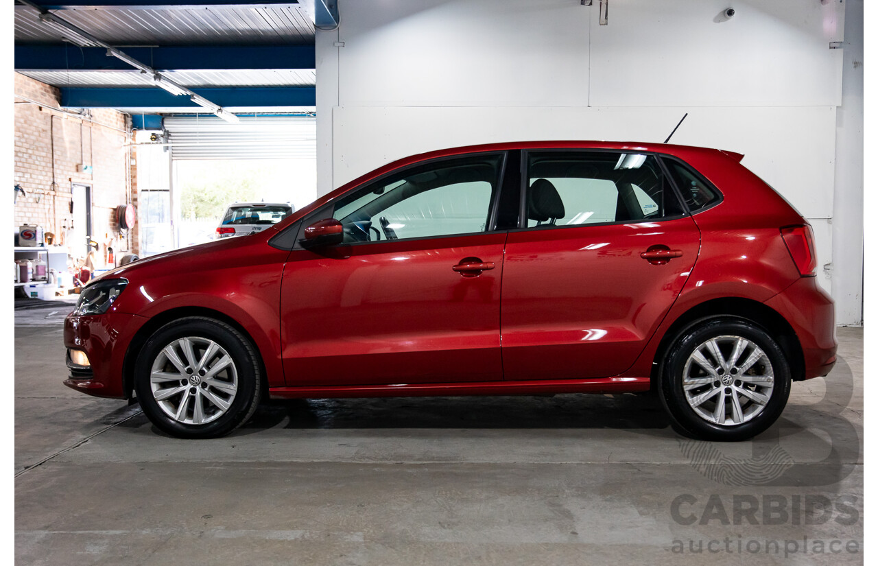 03/2016 Volkswagen Polo 81 TSI Comfortline (FWD) 6R MY16 5D Hatchback Red Turbo 1.2L