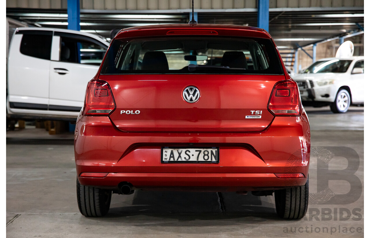 03/2016 Volkswagen Polo 81 TSI Comfortline (FWD) 6R MY16 5D Hatchback Red Turbo 1.2L