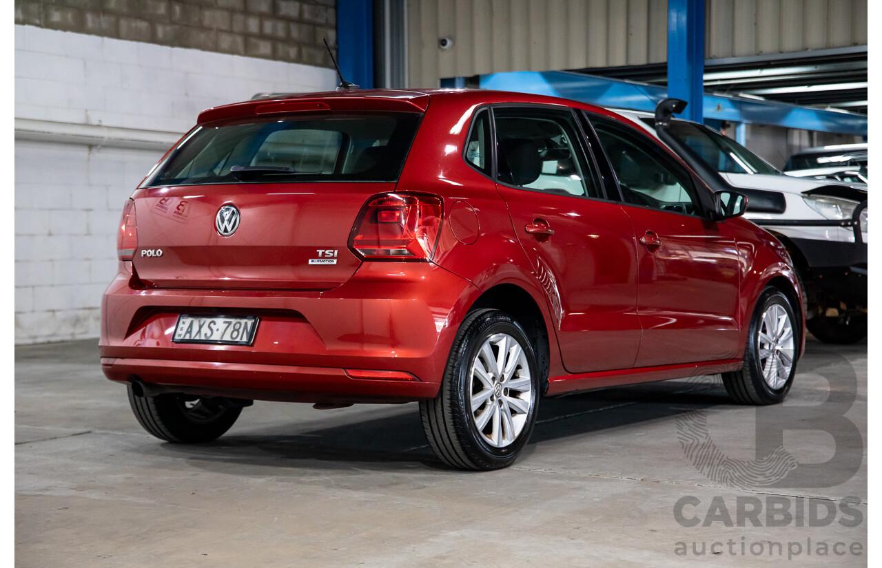 03/2016 Volkswagen Polo 81 TSI Comfortline (FWD) 6R MY16 5D Hatchback Red Turbo 1.2L