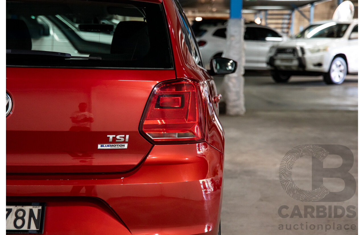 03/2016 Volkswagen Polo 81 TSI Comfortline (FWD) 6R MY16 5D Hatchback Red Turbo 1.2L