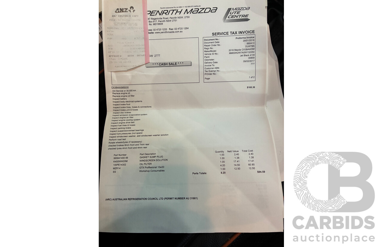 12/2016 Mazda CX-3 Maxx (FWD) DK 4d Wagon Black 2.0L