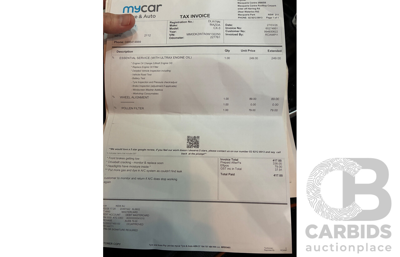 12/2016 Mazda CX-3 Maxx (FWD) DK 4d Wagon Black 2.0L