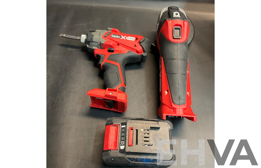 Ozito Impact Driver & Angle Grinder & 4.0 Ah 18V Battery
