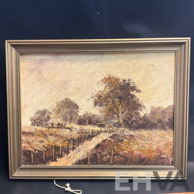Four Vintage Framed  Paintings, Oil on the Canva
