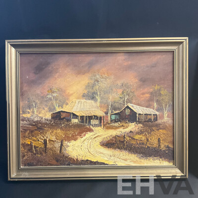 Four Vintage Framed  Paintings, Oil on the Canva