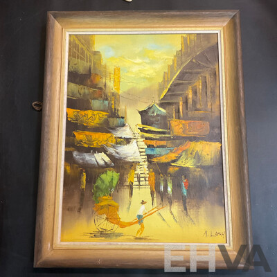 Four Vintage Framed  Paintings, Oil on the Canva