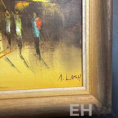 Four Vintage Framed  Paintings, Oil on the Canva