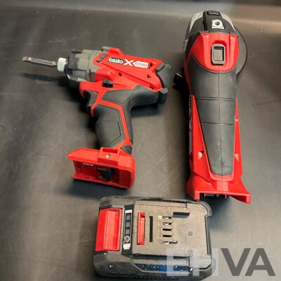 Ozito Impact Driver & Angle Grinder & 4.0 Ah 18V Battery