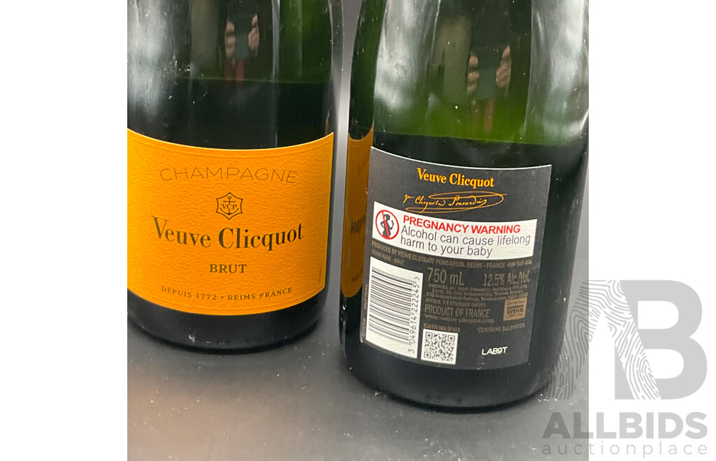VEUVE CLICQUOT Brut Yellow Label Champagne 750ml - Lot of 2