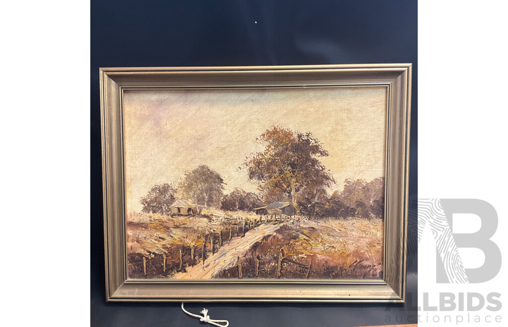 Four Vintage Framed  Paintings, Oil on the Canva