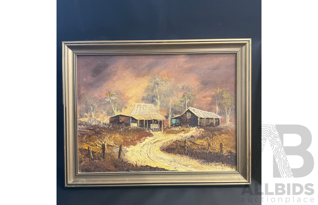 Four Vintage Framed  Paintings, Oil on the Canva