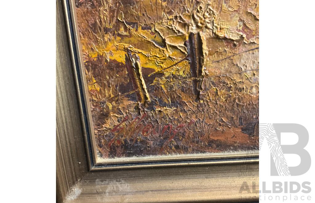 Four Vintage Framed  Paintings, Oil on the Canva