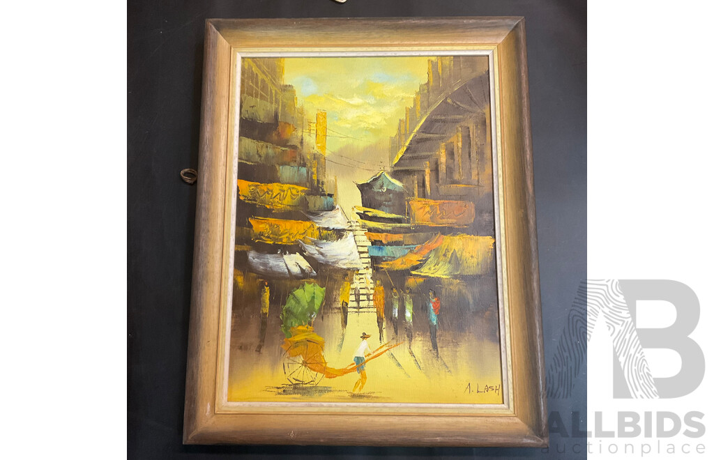 Four Vintage Framed  Paintings, Oil on the Canva