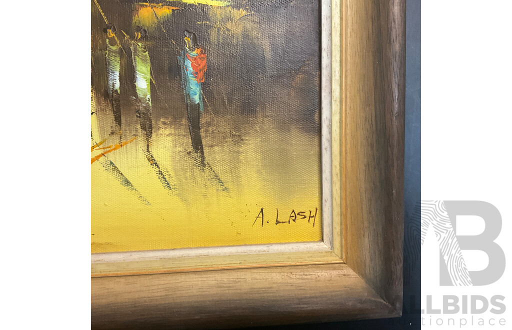 Four Vintage Framed  Paintings, Oil on the Canva