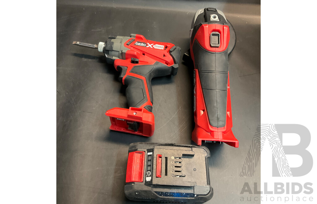 Ozito Impact Driver & Angle Grinder & 4.0 Ah 18V Battery