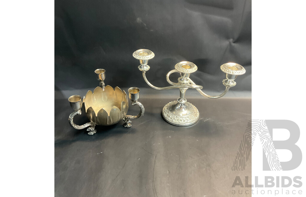 Silver Plated - Genuine Viners Candlestick Holder & AB Candelabra