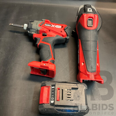 Ozito Impact Driver & Angle Grinder & 4.0 Ah 18V Battery
