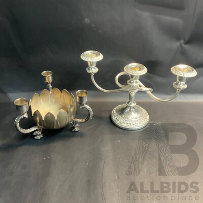 Silver Plated - Genuine Viners Candlestick Holder & AB Candelabra